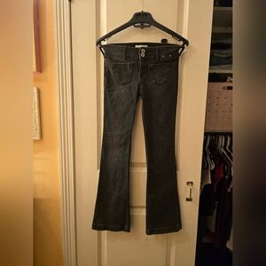 Abercrombie Kids Low Rise Boot Cut Jeans Sz 9 Long Washed Black